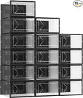 Foluck 15 Pack Shoe Storage Organizer Box Container Clear Plastic Stackable by Foluck