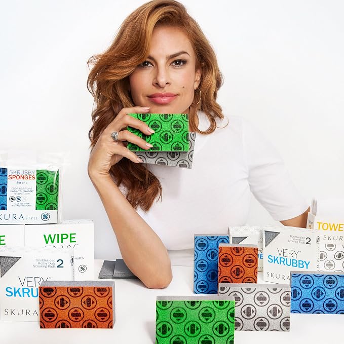 Skura Style x Eva Mendes Kitchen Dish Sponges 6 Pack, Odor Free Non-Scratch - Image 5