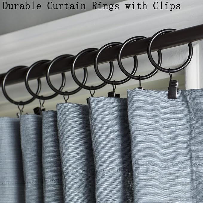 16 Pack Curtain Rings with Clips, Window Clip Rings Black Curtain Hooks Hangers - Image 3