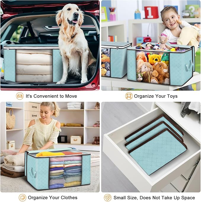 90L Large Storage Bags, 6 Pack Clothes Storage Bins Closet Organizers | - Image 5