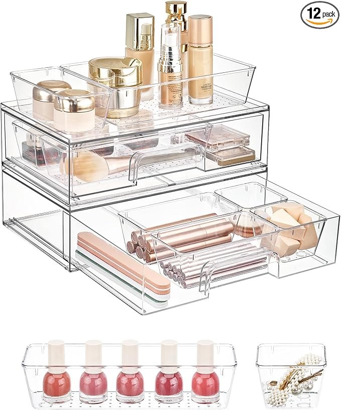 Vtopmart 12-Pack Clear Makeup Organizer Set by Vtopmart
