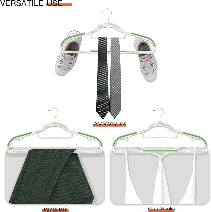 60 Pack Heavy Duty Plastic Hangers, Non Slip Clothes Hangers - Image 6