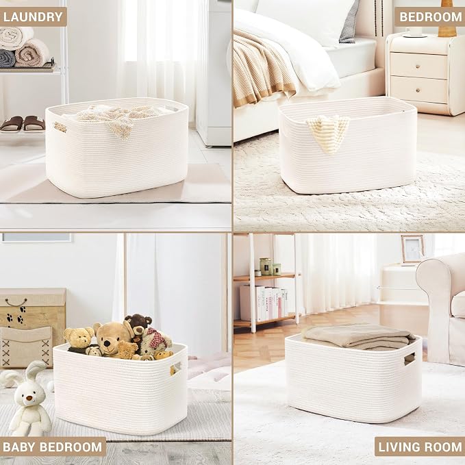 100L Extra Large Woven Laundry Basket Hamper - Image 5