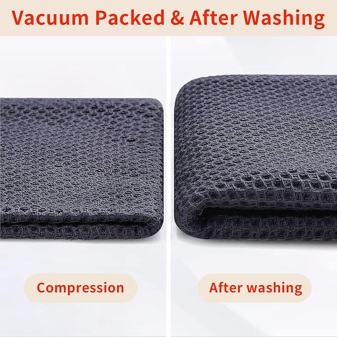 Homaxy 100% Cotton Oversized Waffle Weave Kitchen Towels 8-Pack, Dark Grey | 20 - Image 8