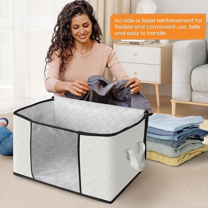 4 Pack Storage Bags for Clothes Blanket Storage Bins - Image 3