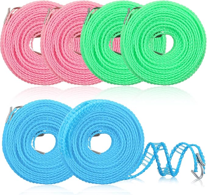 6 Pack Travel Portable Clothesline 16.4 ft Clothes Hanging Rope by Berlune