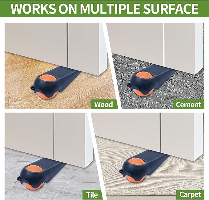 Door Stoppers for Bottom of Door, 2 Pack 5", Rubber Door Stopper Wedges - Image 6