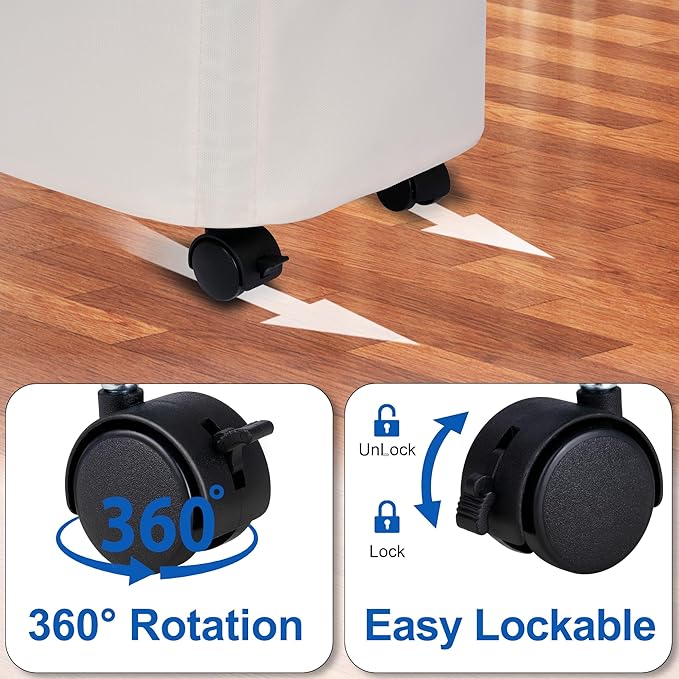 Slim Laundry Hamper with Wheels, 15 Gal Rolling Laundry Basket with lid and - Image 4