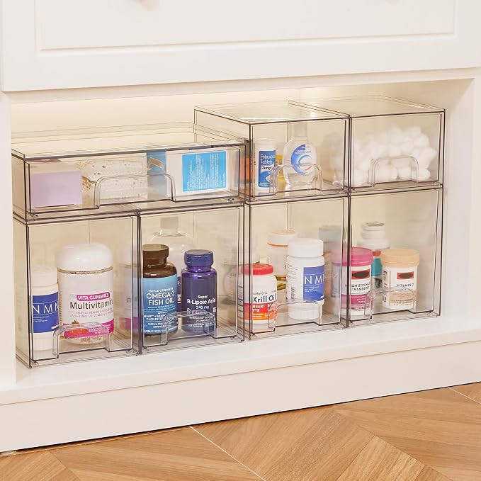 Vtopmart Clear Stackable Storage Drawers, 2 Pack Tall Plastic Organizers | - Image 7