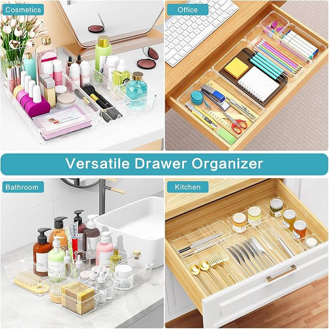 Manalete 65 Pcs Clear Plastic Drawer Organizer, Makeup & Vanity Organizer | - Image 7