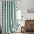MIULEE Seafoam Green Scalloped Linen Shower Curtain 72x72 Inches by MIULEE
