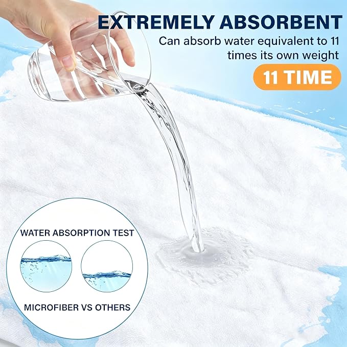 White Dual-Sided Microfiber Bath Towel, 2 Pack 48"x24" Ultra Absorbent Quick - Image 2