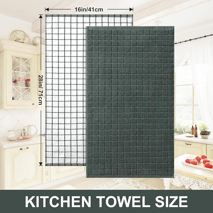 Homaxy Large Premium Cotton Kitchen Towels 16"x 28", 4 Pack, Dark Green - Image 5