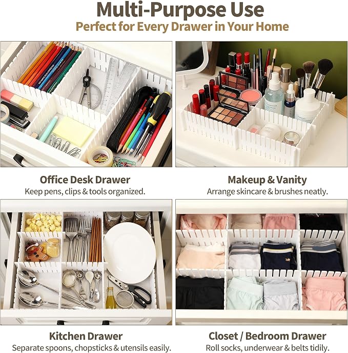 Adjustable Drawer Dividers, Cut-to-Fit DIY Organizers, 16 Pack | - Image 4