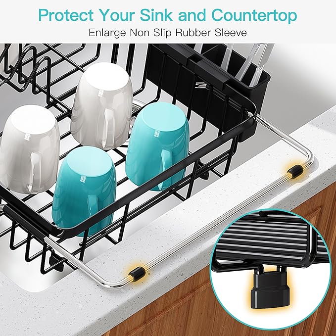 JASIWAY Black Dish Drying Rack Over the Sink - Image 7