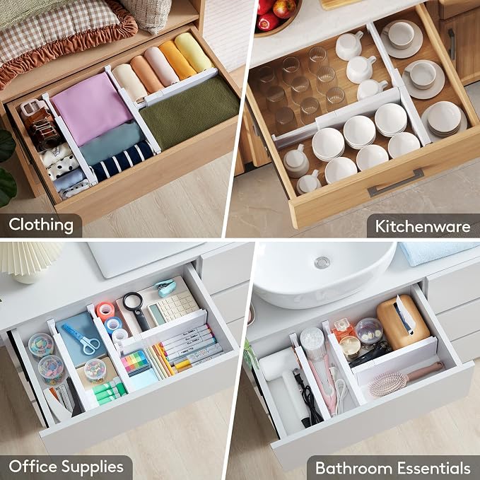 Lifewit 4" High Upgrade Drawer Divider, Adjustable Drawer Organizer Clothes | 8 - Image 8