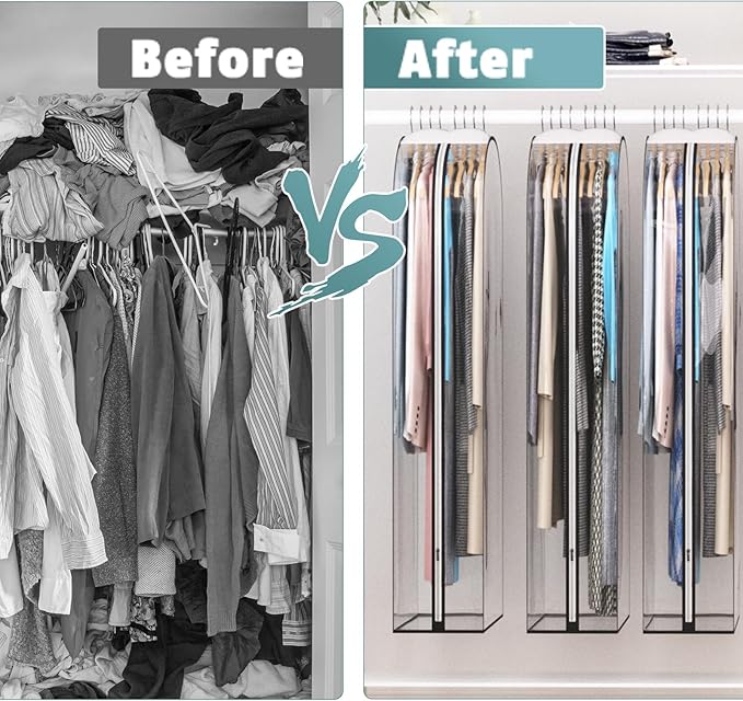 Liuoud Clear Garment Bags for Hanging Clothes 10” Gusseted, 6 Pack, 40”&60” | - Image 8