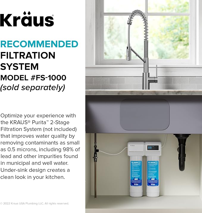 KRAUS Oletto 2-in-1 Commercial Style Pull-Down Single Handle Water Filter - Image 15