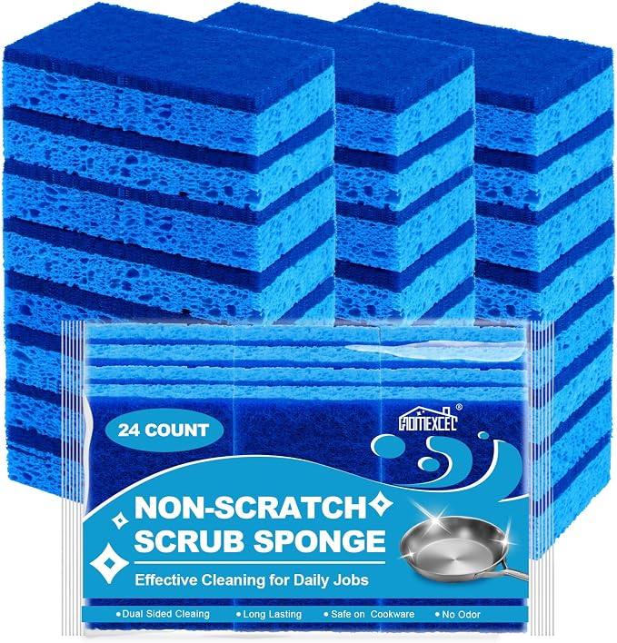 HOMEXCEL Sponges Kitchen 24 Pack, Non Scratch Scrub Dish Sponge by HOMEXCEL