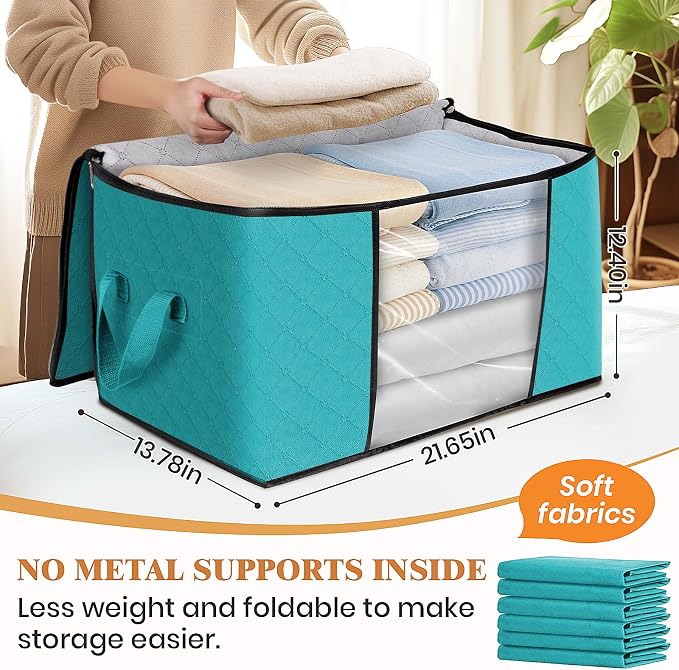 4 Pack Storage Bags for Clothes Blanket Storage Bins - Image 2