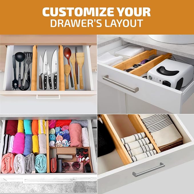 4-Pack Drawer Dividers 2.6-Inch High Dresser Drawer Organizer 16 to 22 Inch | - Image 5