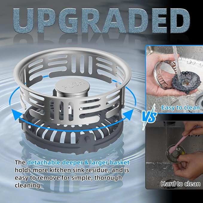 Hibbent Metal Kitchen Sink Drain Strainer and Stopper, Transparent - Image 4