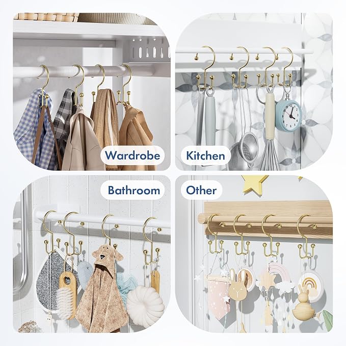 Bathway Shower Curtain Hooks Gold Shower Curtain Rings, Metal Shower Hooks - Image 8