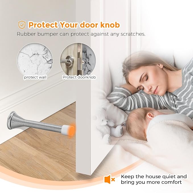 Ravinte Door Stoppers, 24 Pack Satin Nickel Spring Door Stops | Stoppers - Image 6
