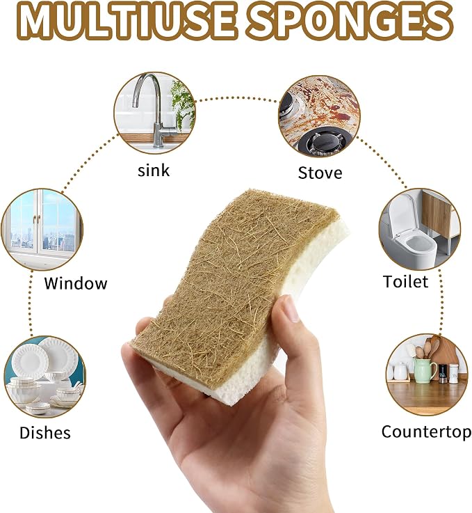 Silkyhose 18 Pack Natural Kitchen Sponges, Cellulose Coconut & Non-Scratch | - Image 4