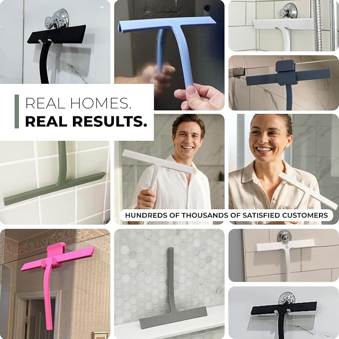 Silicone Shower Squeegee with 3-in-1 No-Drill Mount, Streak-Free & No-Squeak - Image 7