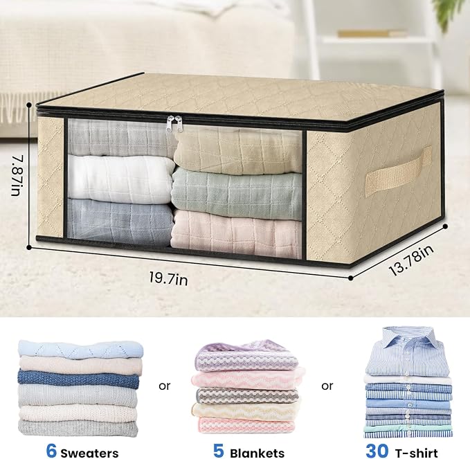 HomeHacks 6-Pack Clothes Organizer Storage Bags, 35L Storage Bins, Reinforced - Image 2