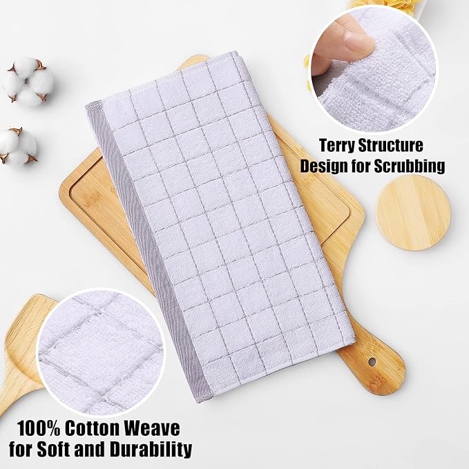 Homaxy 100% Cotton Terry Kitchen Dish Cloths, 8 Pack, Suitable - Image 2