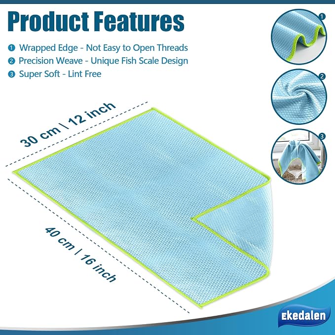 Ekedalen Microfiber Cleaning Cloth Lint Free Glass Polish - Image 2