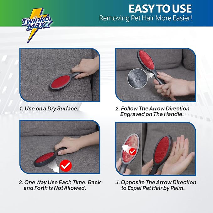 Twinko Max Lint Brush for Pet Hair, Reusable Lint Remover for Clothes | - Image 4
