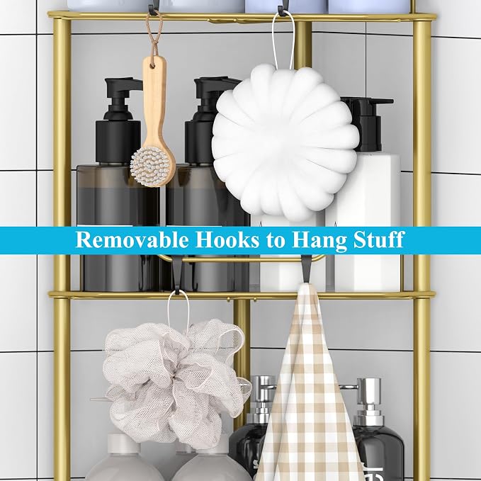 HuggieGems Metal Floor Standing Corner Shower Caddy, 4 Tier - Image 4