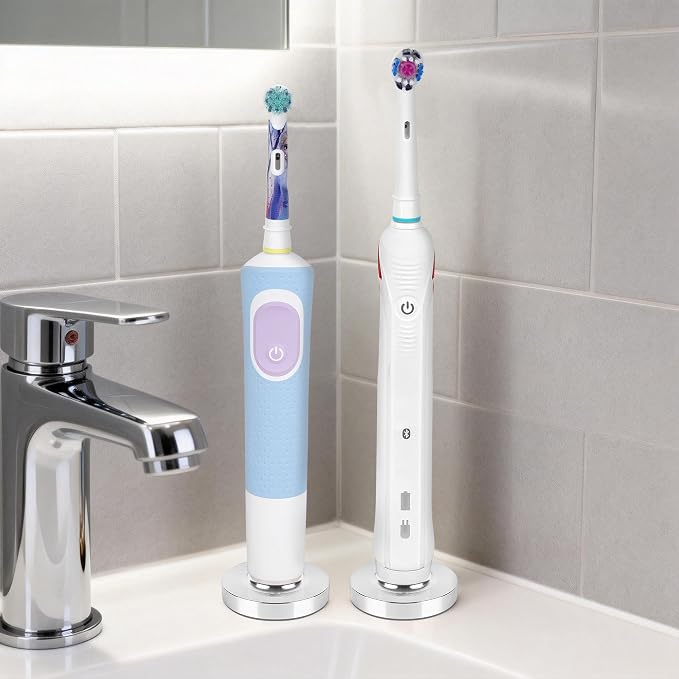 2 Pack Silver Electric Toothbrush Holder - Image 6