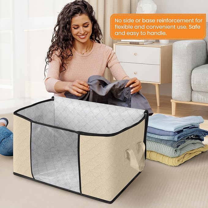 3 Pack Storage Bags for Clothes Blanket Storage Bins - Image 3