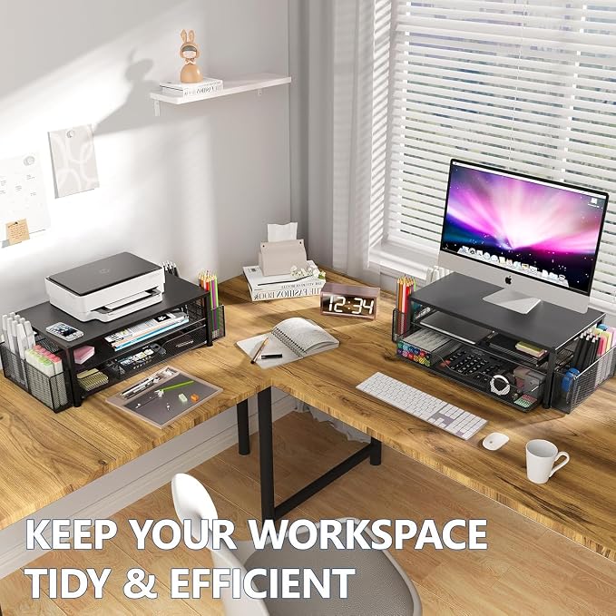 Desk Organizer and Accessories, 2-Tier Computer Monitor Stand Riser - Image 5