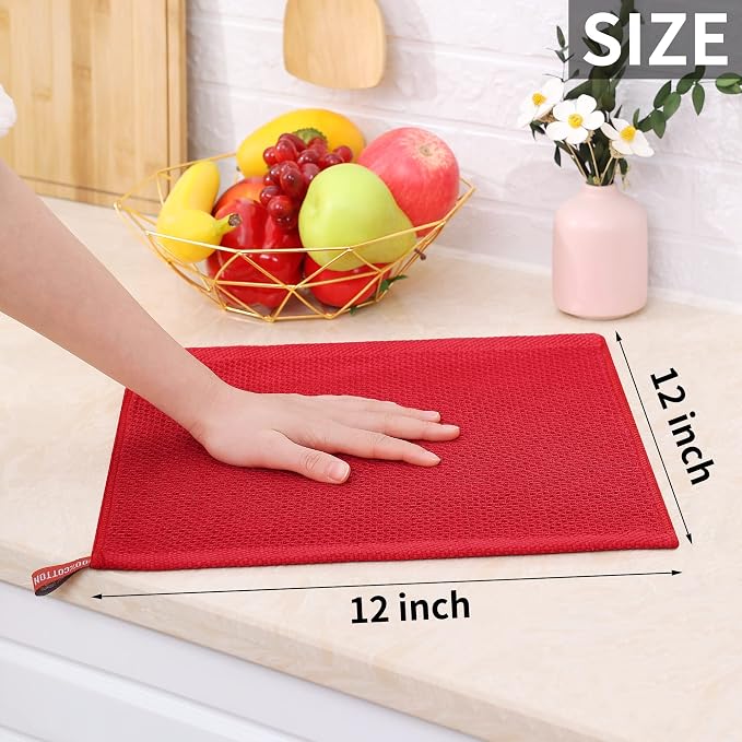 Homaxy 100% Cotton Waffle Weave Kitchen Dish Cloths 8-Pack, Ultra Soft - Image 5