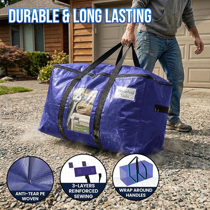 TAILI 4 Pack Dark Blue XXL Moving Bags, Storage Bags - Image 3