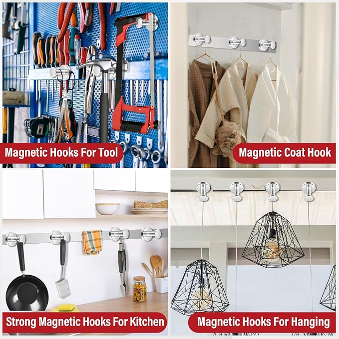 Buelkmag Magnetic Hooks for Cruise Cabins Strong Magnets Hooks Silver 150Lb - Image 5