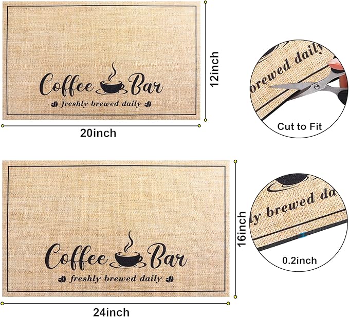 CooRug Fashion Coffee Mat, Dish Drying Mat 12" x 20" Beige | Hide Stain - Image 6
