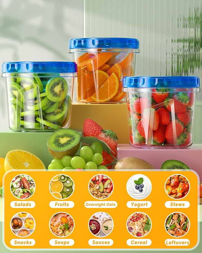 BiuLeon 12 Pack-24 oz Freezer Storage Containers, Airtight Twist Top Lids Food - Image 7
