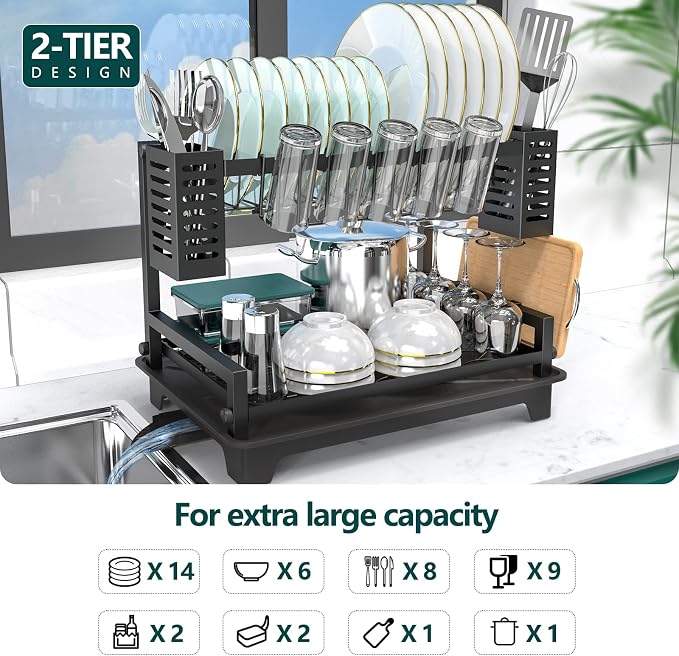 Dish Drying Rack: 2 Tier Dish Racks - Image 2