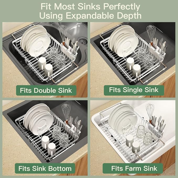 White Dish Drying Rack Over The Sink - Image 5