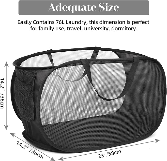 4 Pack Durable Collapsible Laundry Baskets, Mesh Foldable Laundry Basket - Image 3