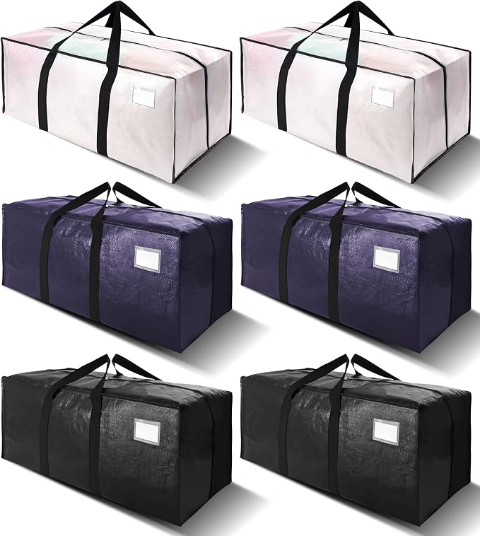 VELVETSURE 6 Pack Heavy Duty Large Moving Bags W/Backpack Straps by VELVETSURE