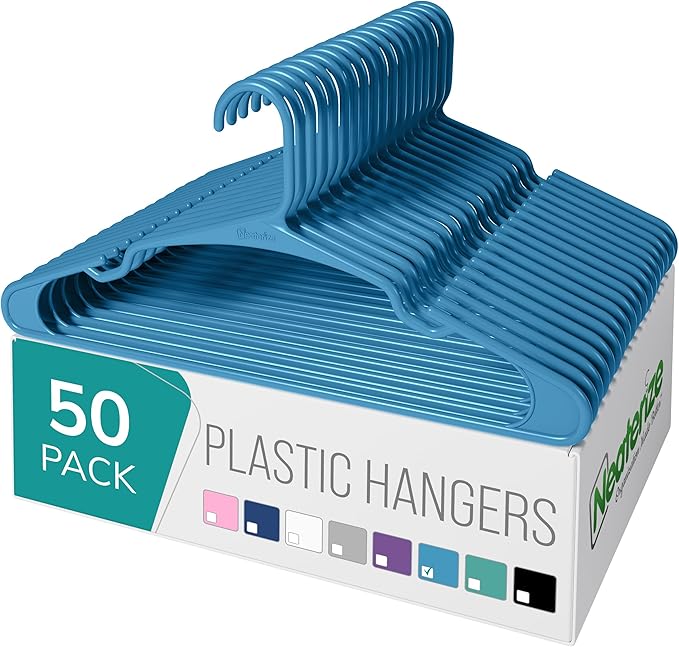 NEATERIZE Clothes Hangers Plastic 50 Pack by Neaterize