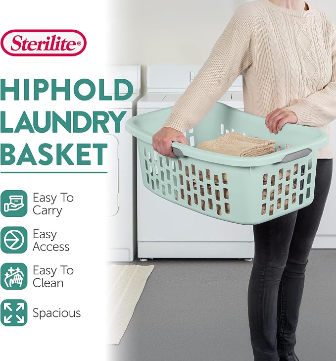 Sterilite 12 Pack HipHold Laundry Basket, Plastic Rectangle Clothes Hamper - Image 3