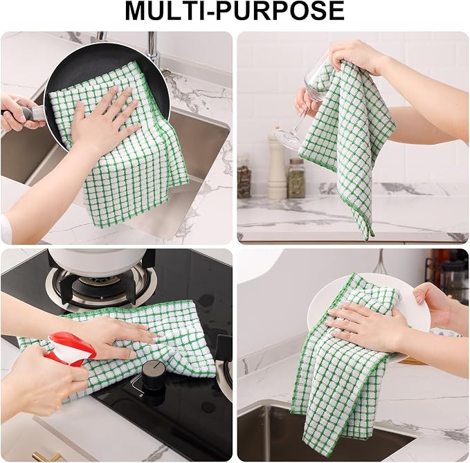 Kitinjoy Cotton 16 Pack Kitchen Towels and Dishcloths Sets - Image 4